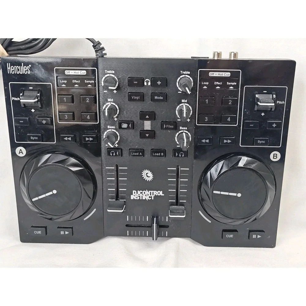 Hercules DJ Control Instinct USB DJ Controller Mixer Black Tested Lights Up